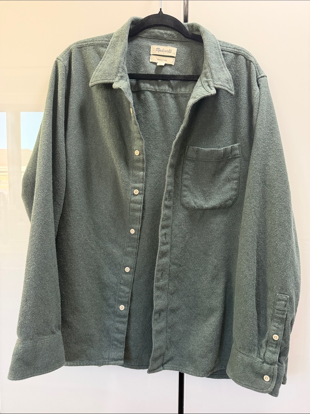 Madewell Men's Olive Button-Front Sunday flannel perfect Shirt Jacket